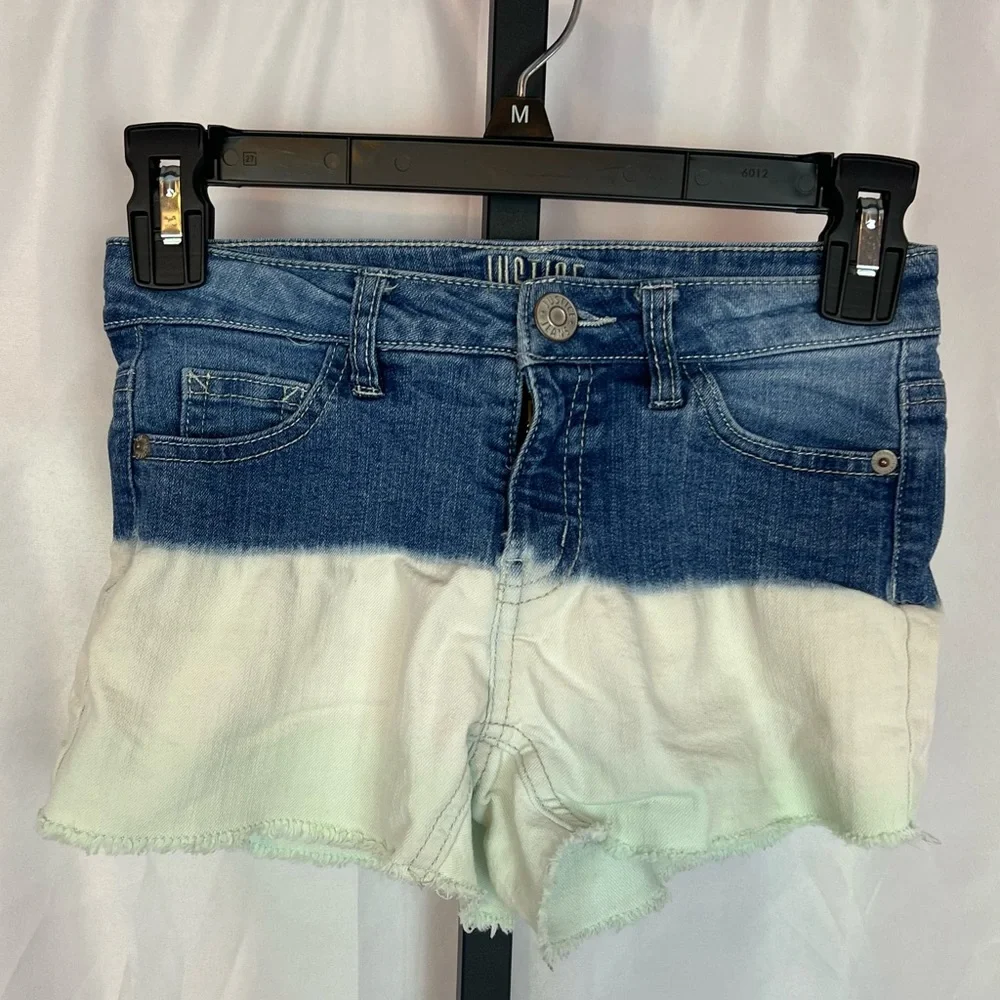 Justice Blue White Ombre Jean Shorts Play Condition, size 12 Slim